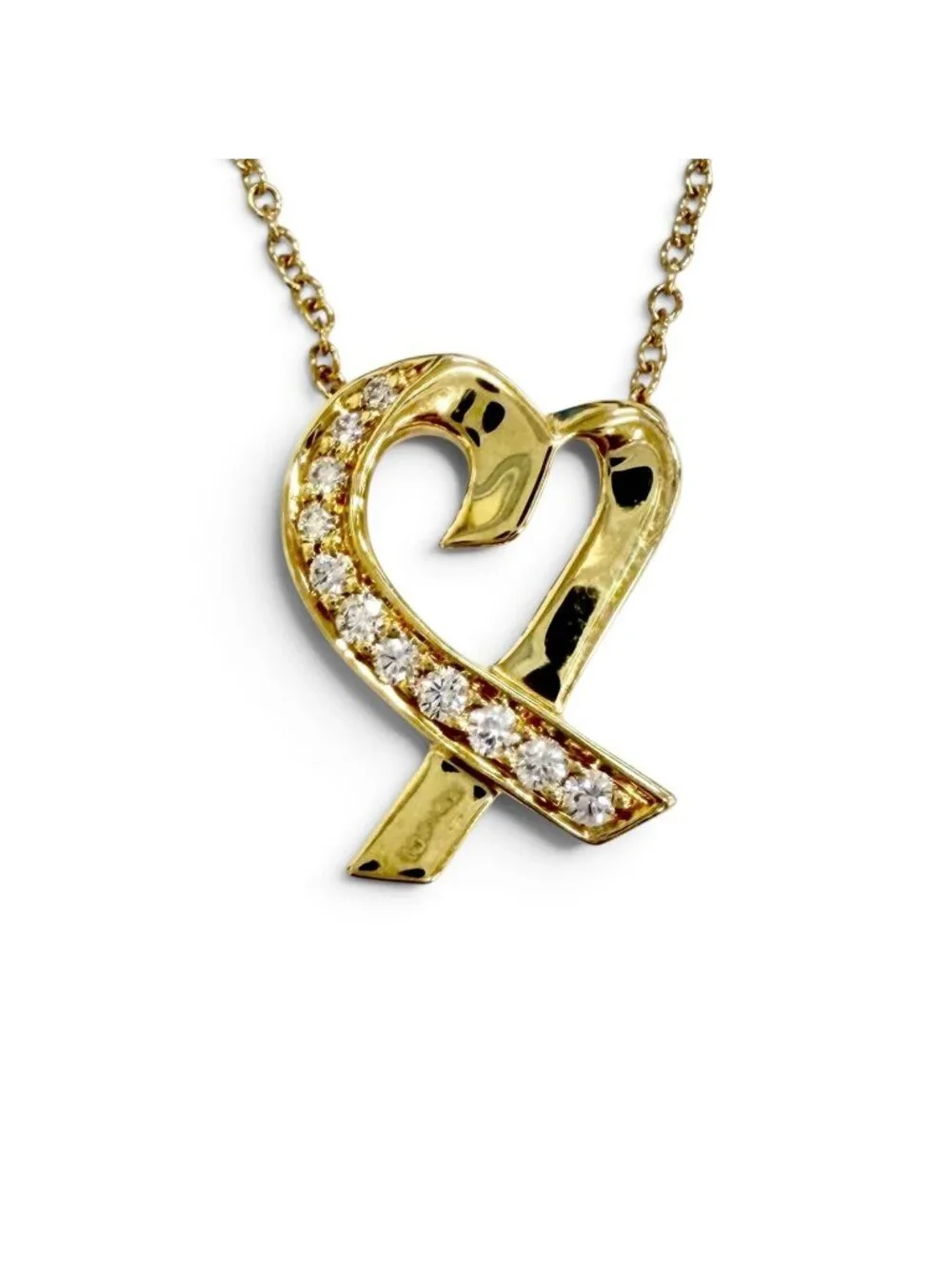 Tiffany & Co Paloma Picasso Loving Heart Diamond Pendant 750 Yellow